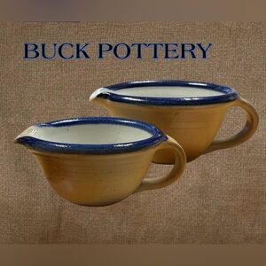(2) Vintage Buck Ceramic/Stoneware Pottery Batter Bowls